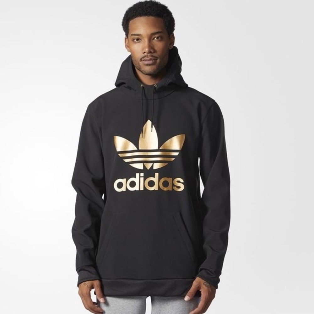 Adidas hoodie sweatshirt xl men black and gold